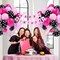12inch with Hot Pink Black Print Confetti BalloonsFoil Balloon(Pink Black)